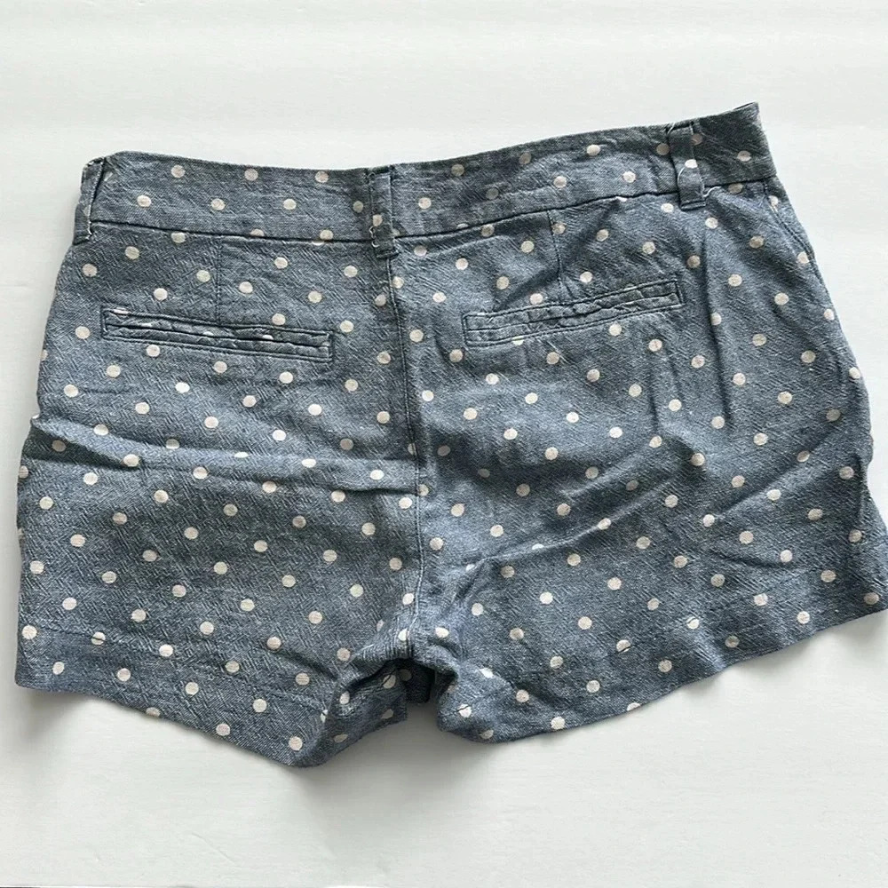 Old Navy Blue Polka Dot Linen Mid Rise Shorts Sz 2 - Picture 2 of 7